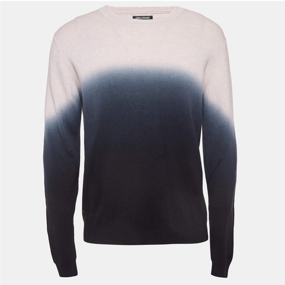 Zadig & Voltaire Black and Pink Crew Neck Kennedy Sweater ombré